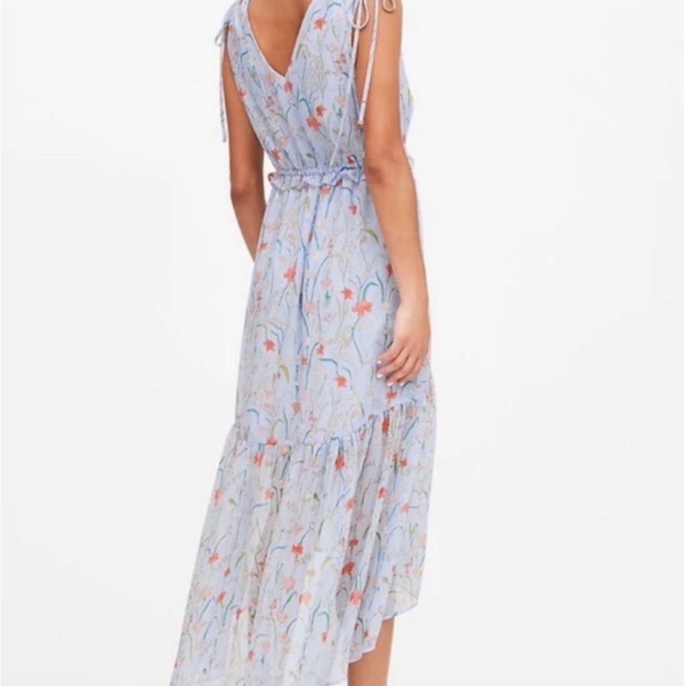 Banana Republic High Low Floral Dress - Light Blue